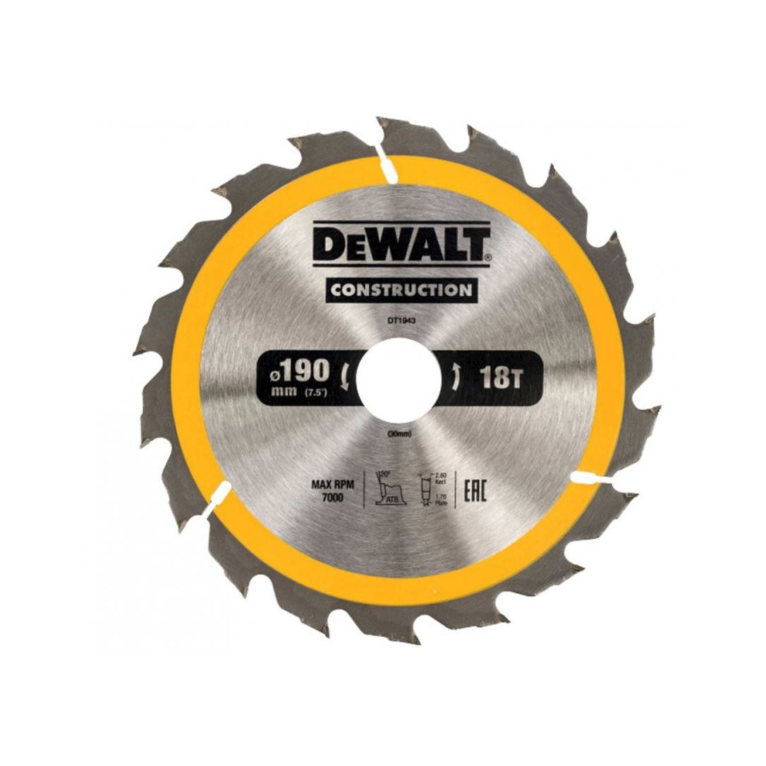 Dewalt fűrészlap macska számára. fűrészek 190x30mm 18 fogú ATB 20° gyors hosszirányú vágási szélesség 1,7mm