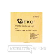 GEKO lépcsőfúró, 4 db-os készlet, 4-12mm, 4-20mm, 4-32mm, 4-39mm, fa patron, TiN Előnézet 