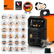 PANTERMAX PanterWeld®4v1 200 MULTIFUNKCIÓS MIG/TIG/MMA/PLAZMA inverteres hegesztő + burkolat + piros. Szelep + huzal 5kg + Co2 palack tele + alváz + szep. Spray + fáklyák + kábelek + elektróda Előnézet 