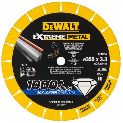 Gyémánttárcsa EXTREME METAL 355mm DeWALT DT40257