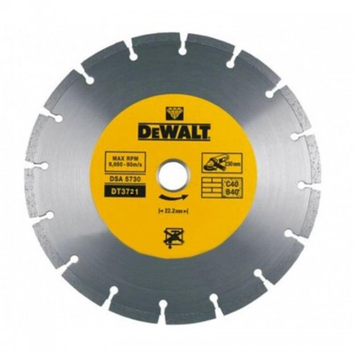 Profi keményfémtárcsa beton és tégla száraz vágásához 180x22,2mm DeWALT DT3721