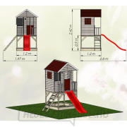 Gyermek faház Veranda csúszdával Előnézet 