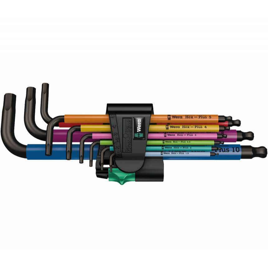 Wera 073593 Húzócsavarkulcsok inbus 950/9 Hex-Plus Multicolour 1 SB, BlackLaser (9 részes készlet 1,5-10mm)