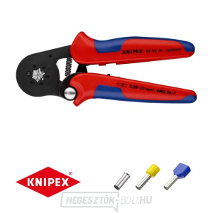 Önbeálló fogó 180 mm KNIPEX 97 53 14 - kábelsarkok krimpeléséhez. Krómozott, műanyag hüvelyek gallery main image