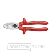 Kábelolló 200 mm - 1000V. KNIPEX 95 17 200 - Krómozott, VDE - szigetelés fürdőbe merítéssel. Előnézet 