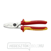 Kábelolló 200 mm, VDE 1000V. KNIPEX 95 16 200 - krómozott, többkomponensű hüvelyek Előnézet 