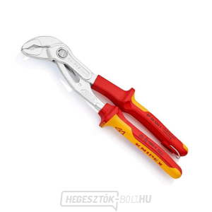 VDE-Cobra 250 mm-es vízvezeték-szerelő fogó. Knipex 87 26 250 T - 1000V. Krómozott, többkomponensű hüvelyek gallery main image