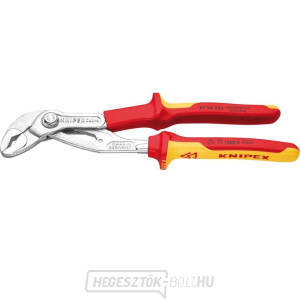 VDE-Cobra 250 mm-es vízvezeték-szerelő fogó. KNIPEX 87 26 250 - 1000V. Krómozott, többkomponensű hüvelyek gallery main image