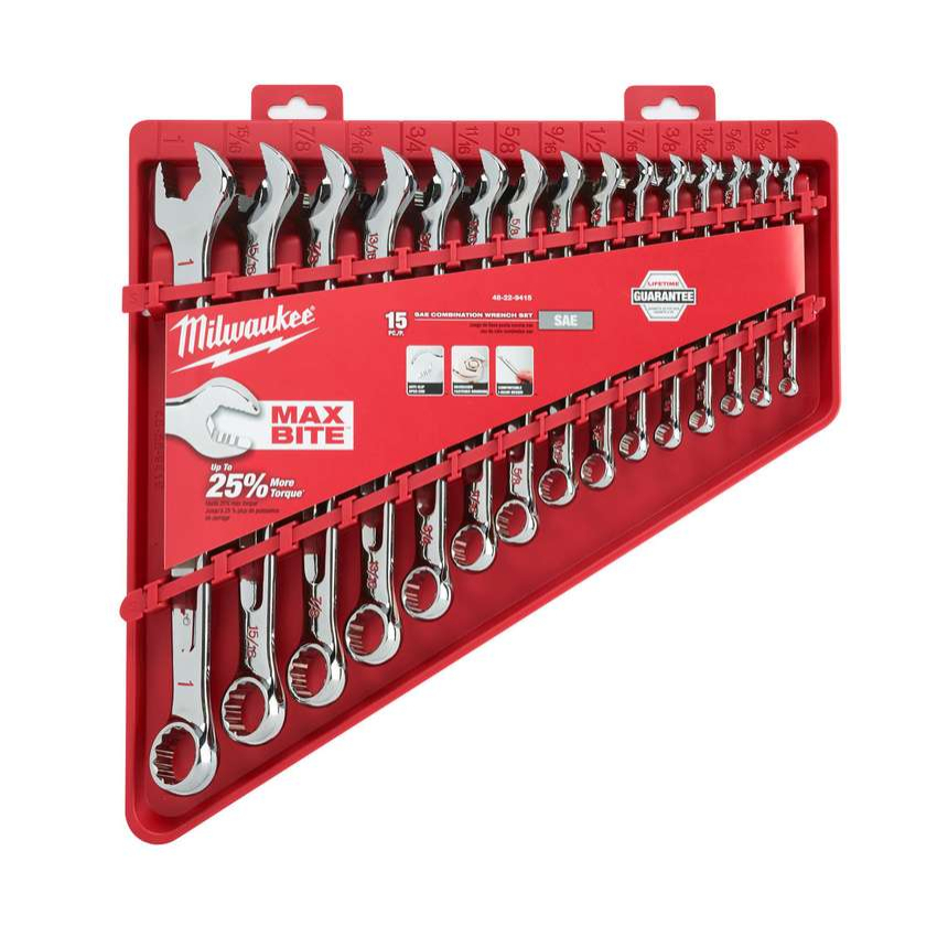 1/4 ÷ 3/4" MAX BITE™ Milwaukee 4932464996 hüvelykkulcsok. 15 darabos készlet kötegelőben