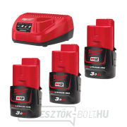 Milwaukee M18 NRG-303 Accu töltő készlet, 3x M12 B3 akkumulátor + M12 C12 C akkumulátortöltő, 4933459207 gallery main image