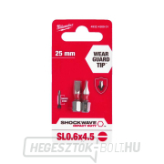 Csavarhúzóhegy 1/4 Milwaukee Shockwave Flat 0,6x4,5 x 25 mm - 2 db Előnézet 