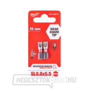 Csavarhúzóhegy 1/4 Milwaukee Shockwave Flat 0,8x5,5 x 25 mm - 2 db Előnézet 