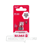 Csavarhúzóhegy 1/4 Milwaukee Shockwave lapos 1,2x6,5 x 25 mm - 2 db Előnézet 