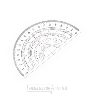 DRAPAS félkör alakú szögmérő átlátszó akrilból 180° - átmérő 150 mm gallery main image